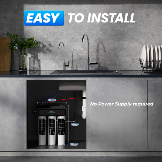 Kitchen setting with a reverse osmosis water filter